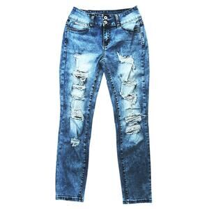NWOT Flamingo Distressed Straight Leg Mid-Rise Stretch Jeans Small (26x30)